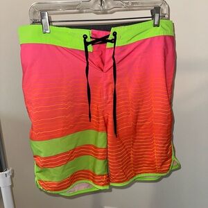Hurley lime green and pink Swim Trunks
